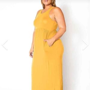 Yellow maxi dress w/pockets